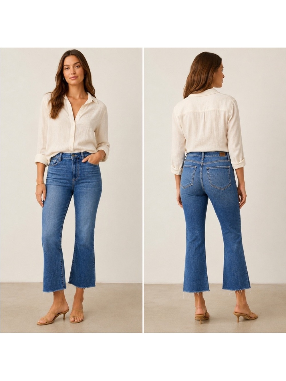 PAIGE Rory crop flare raw hem Sz 28 - Picture 7 of 9